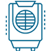 A blue line drawing of an air conditioner.