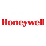 A red honeywell logo on top of a white background.