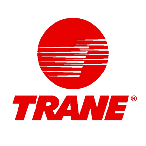 A red and white logo for trane.